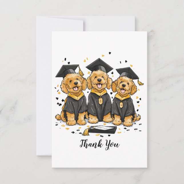 Cartão De Agradecimento Obrigado Graduação Cachorros de Goldendoodle (Frente)