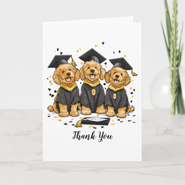 Cartão De Agradecimento Obrigado Graduação Cachorros de Goldendoodle (Frente)