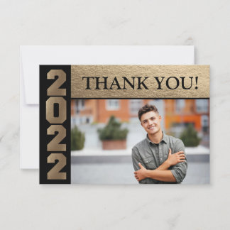 Cartão De Agradecimento Obrigado Graduação Classe 2022 Preto Dourado