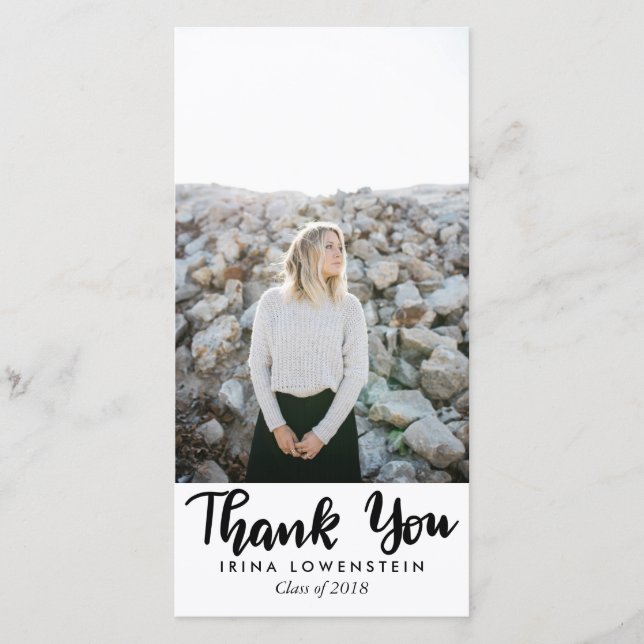 Cartão De Agradecimento Obrigado graduado ocasional você (Frente)