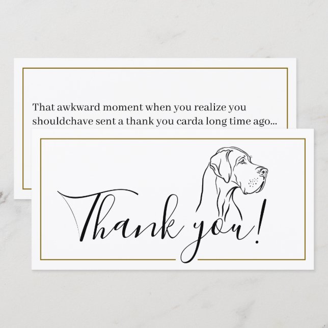 Cartão De Agradecimento Obrigado Great Dane Minimal (Frente/Verso)