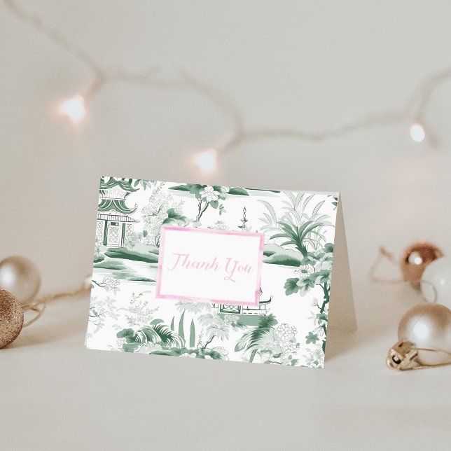 Cartão De Agradecimento Obrigado Green Chinoiserie Foled Card (Criador carregado)