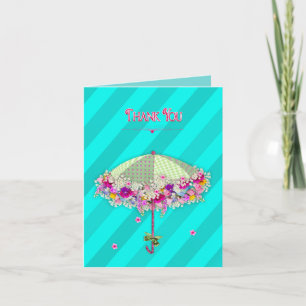 Cartão De Agradecimento Obrigado - Guarda-chuvas/Flores