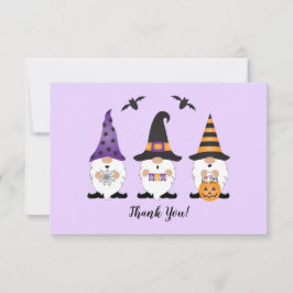Cartão De Agradecimento Obrigado Halloween Gnomos Purple Orange