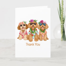 Cartão De Agradecimento Obrigado Hawaiian Goldendoodle Cães Flor Lei