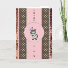 Cartão De Agradecimento Obrigado Hippo Rosa Dourado Rosa