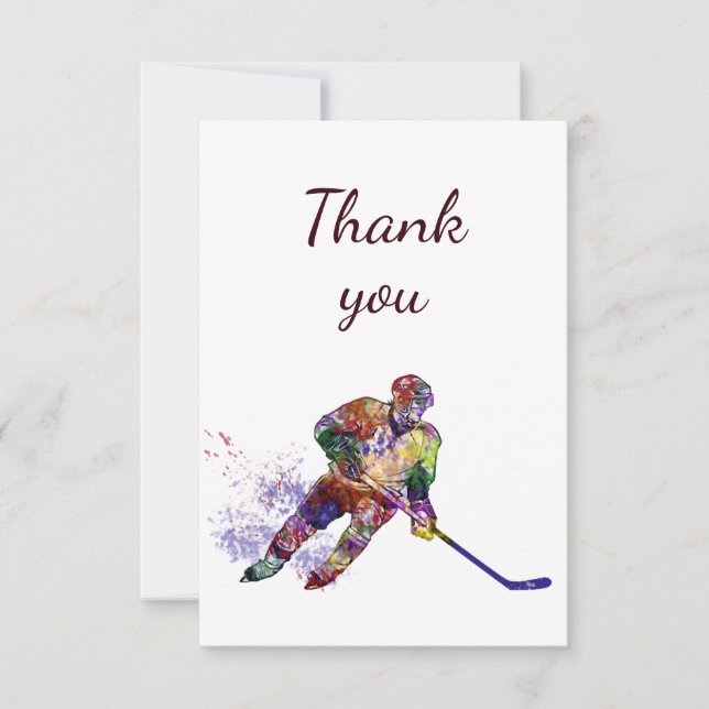 Cartão De Agradecimento Obrigado, Hockey Sport (Frente)
