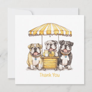 Cartão De Agradecimento Obrigado Inglês Bulldog Running Lemonade Stand