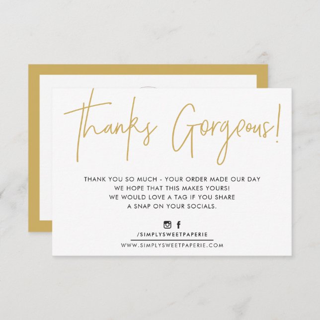 Cartão De Agradecimento OBRIGADO INSERIR o ouro casual moderno (Frente/Verso)