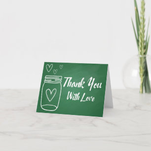 Cartão De Agradecimento Obrigado Jarro de Pedra Rústico Amor Quadro Verde