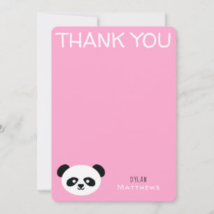 Cartão De Agradecimento Obrigado Kawaii Panda Bear Personalizado Rosa