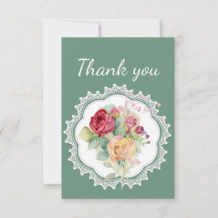 Cartão De Agradecimento Obrigado Lace & Rose Bouquet Garden Flowers