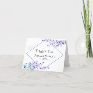 Cartão De Agradecimento Obrigado   Lavanda de aquarela — Azul-poeirento