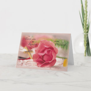 Cartão De Agradecimento Obrigado. Leitura em Nosso Casamento, Rosa, Religi