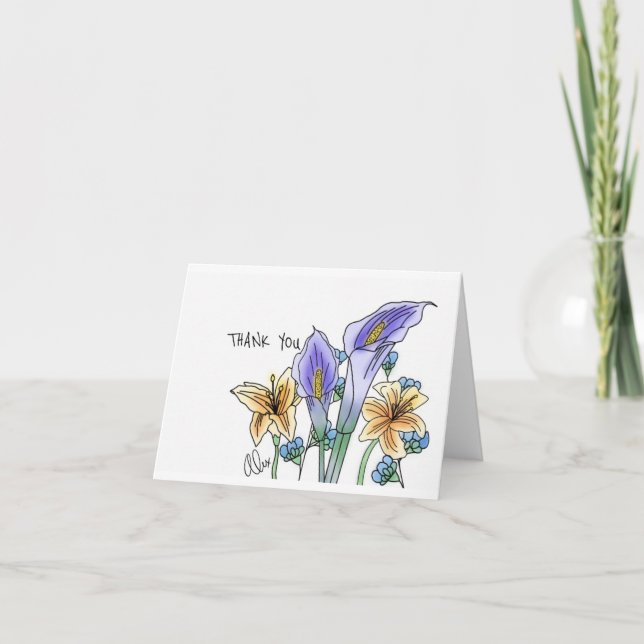 Cartão De Agradecimento Obrigado, Lillies (Frente)