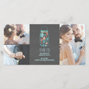 Cartão De Agradecimento Obrigado litoral do casamento do frasco de