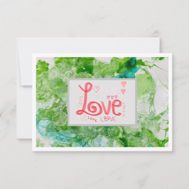 Cartão De Agradecimento Obrigado Love Notecard 3,5" x 5" - Verde (Frente)