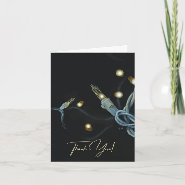 Cartão De Agradecimento Obrigado, Luzes De Natal (Frente)