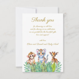 Cartão De Agradecimento Obrigado macaco bebê tigre e girafa personalizado