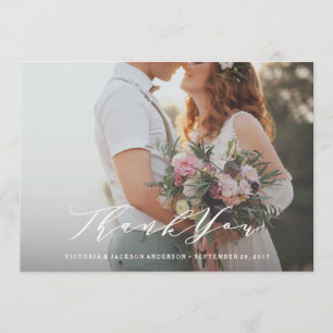 Cartão De Agradecimento Obrigado macio do casamento da caligrafia você