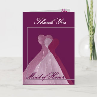 Cartão De Agradecimento OBRIGADO, Madrinha de casamento Rosa e Magenta.