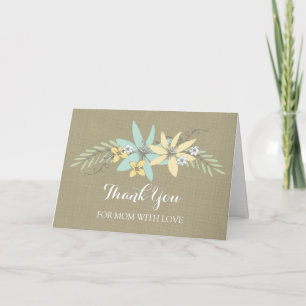 Cartão De Agradecimento Obrigado Mãe Dia do Casamento Burlap Floral Primav