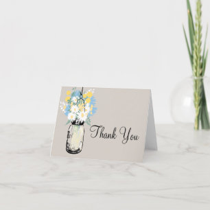 Cartão De Agradecimento Obrigado Mason Jar e Flores Silvestres