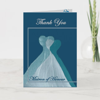 Cartão De Agradecimento OBRIGADO Matron of Honor - TEAL BLUE Gown