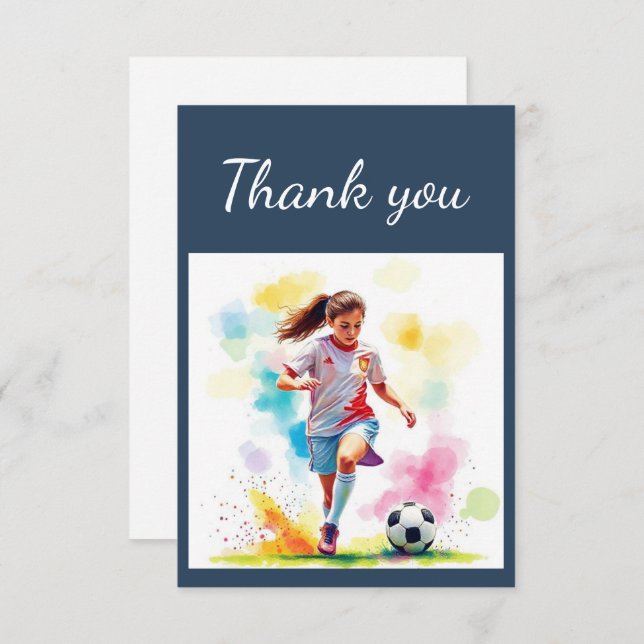 Cartão De Agradecimento Obrigado Meninas Treinador De Jogadores De Futebol (Frente/Verso)