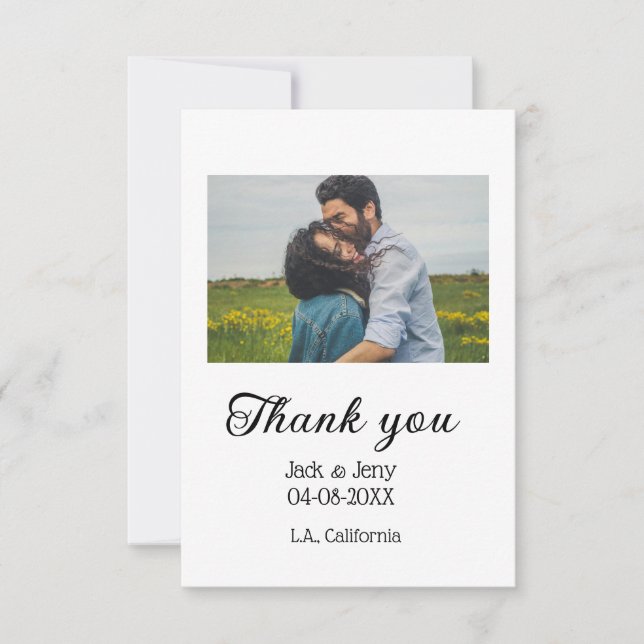 Cartão De Agradecimento Obrigado mensagem de nome de casal de casamento si (Frente)