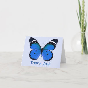Cartão De Agradecimento Obrigado! Mensagem Personalizada Borboleta Azul