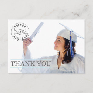 Cartão De Agradecimento Obrigado moderno da graduação da foto do selo vo