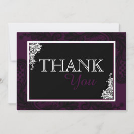 Cartão De Agradecimento Obrigado moderno do gótico da ameixa preta do laço