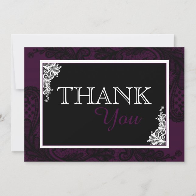 Cartão De Agradecimento Obrigado moderno do gótico da ameixa preta do laço (Frente)