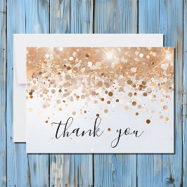 Cartão De Agradecimento Obrigado Moderno Simples em Dourado com Brilho e L