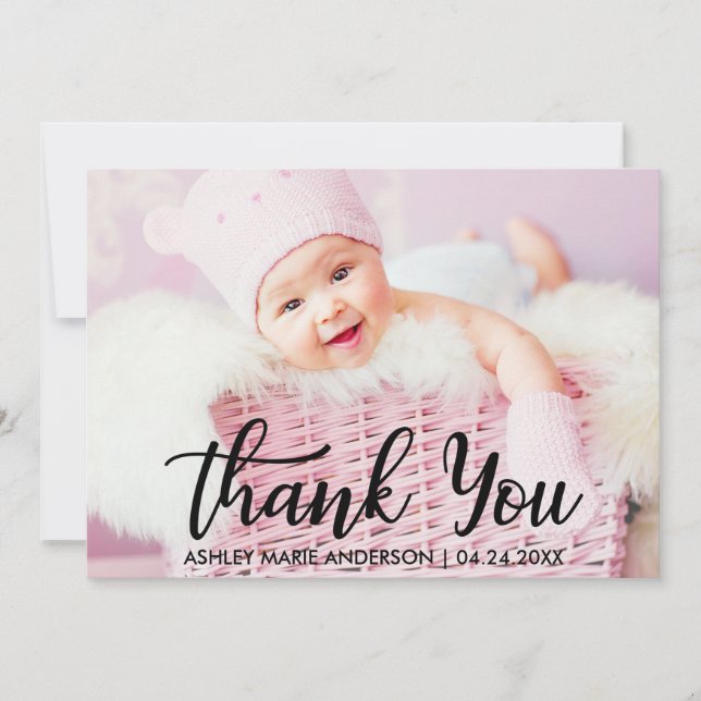 Cartão De Agradecimento Obrigado moderno você bebê novo (Frente)