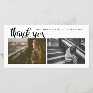 Cartão De Agradecimento Obrigado moderno você foto graduada escrita à mão