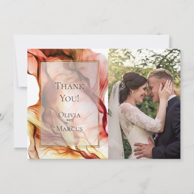 Cartão De Agradecimento OBRIGADO |  MOLDURA PARA FOTO Cores de Outono Abst (Frente)