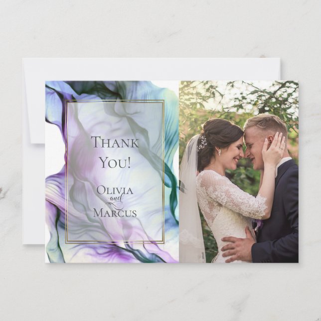 Cartão De Agradecimento OBRIGADO |  MOLDURA PARA FOTO Roxo Ameixa Escuro A (Frente)