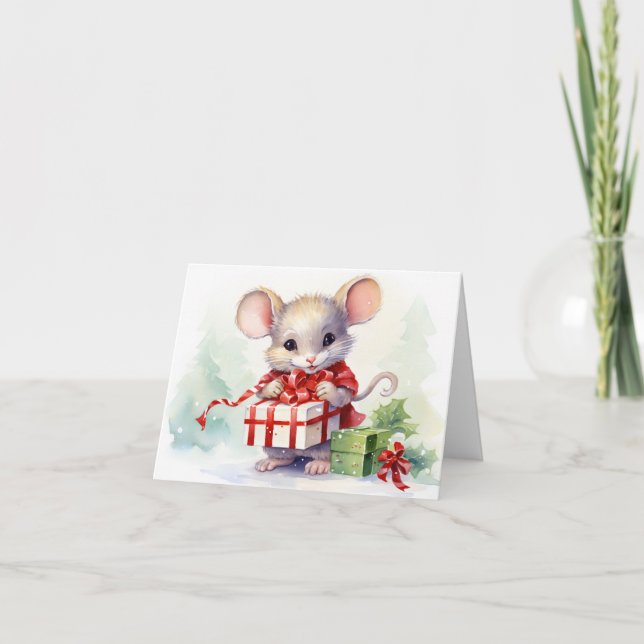 Cartão De Agradecimento Obrigado Mouse De Natal Em Branco (Frente)