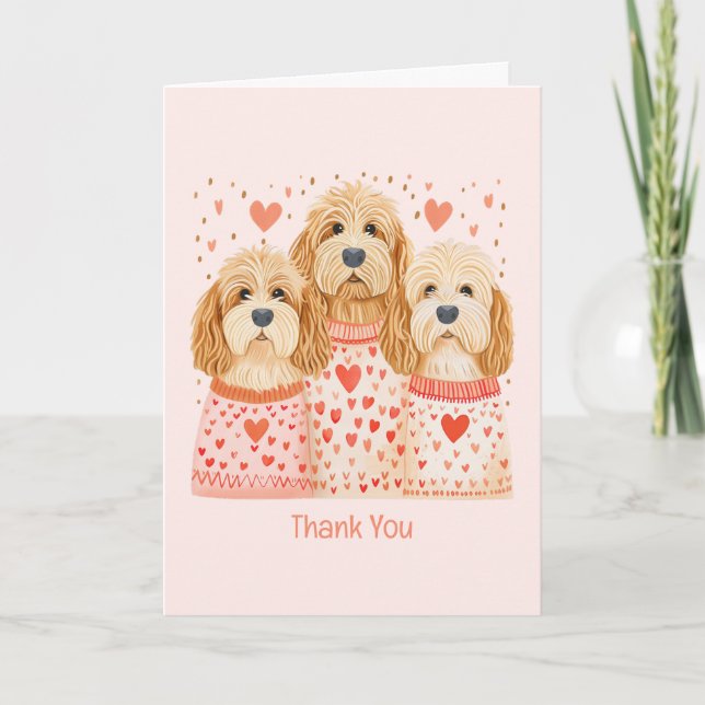 Cartão De Agradecimento Obrigado Namorados Cachorros De Goldendoodle (Frente)