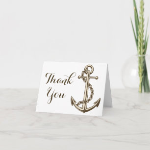 Cartão De Agradecimento Obrigado Náutico Âncora de Navio Casamento / Festa