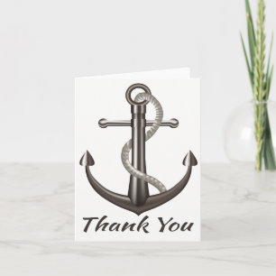 Cartão De Agradecimento Obrigado Náutico Âncora de Navio Casamento Marinhe