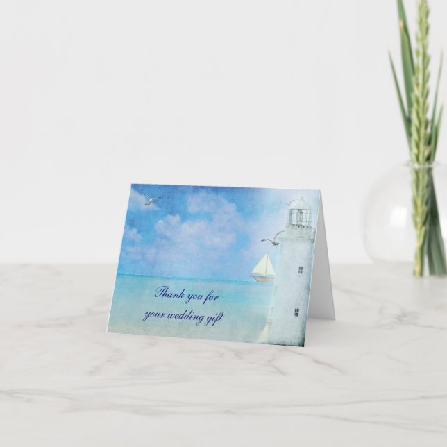 Cartão De Agradecimento Obrigado náutico você para o presente de casamento (Frente)