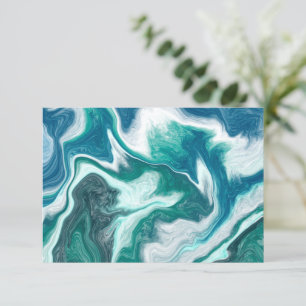 Cartão De Agradecimento Obrigado Nota Arte Fluida Azul Marble