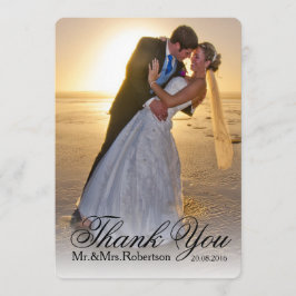 Cartão De Agradecimento Obrigado Nota | Foto de casamento simples