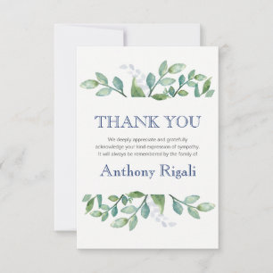 Cartão De Agradecimento Obrigado Nota Funeral Card Greenery Suite