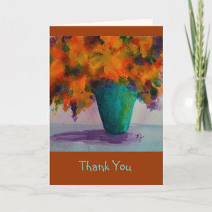 Cartão De Agradecimento Obrigado Notecard com as flores no vaso