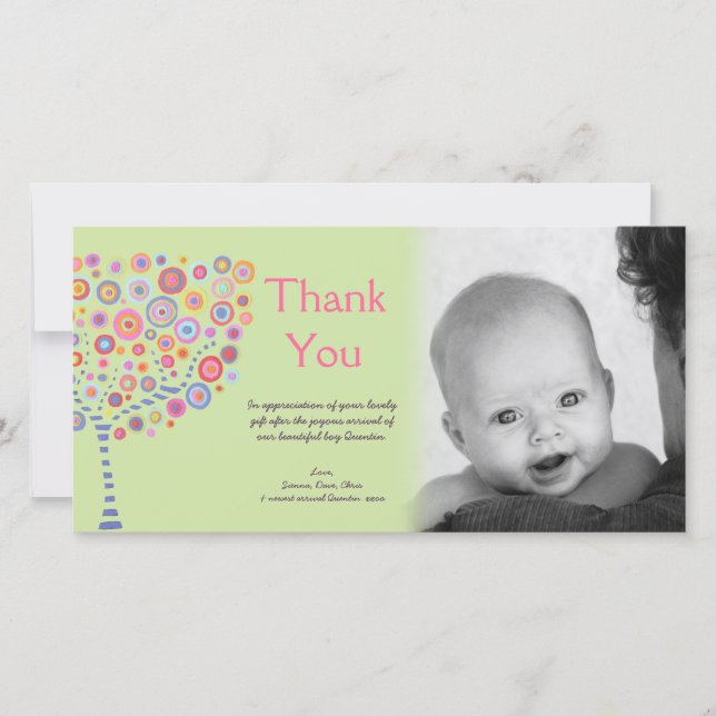 Cartão De Agradecimento Obrigado novo do presente da chegada do bebê você (Frente)