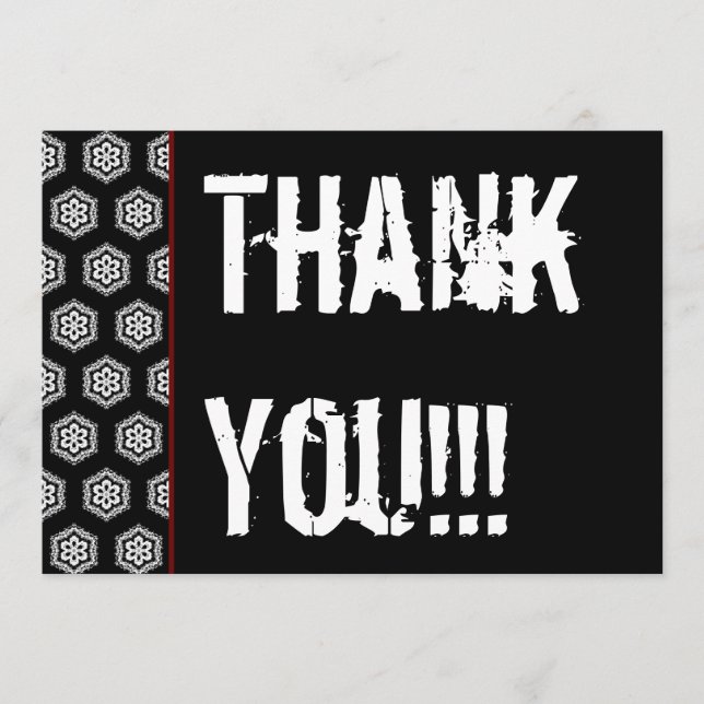 Cartão De Agradecimento Obrigado o vermelho branco W1976 do preto da (Frente)